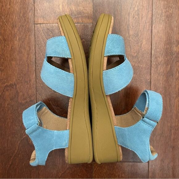 Lands' End Blue Leather Wedge Comfort Sandals, Perfect for Summer, Size 10 - Picture 4 of 13